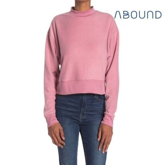 ABOUND Women's Mock Neck Fleece Pullover Cropped‎ Sweater NWT - Picture 1 of 8